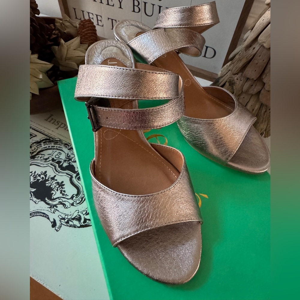 J. Reneé Taupe Metallic Soncino Sandals 8.5 M NIB